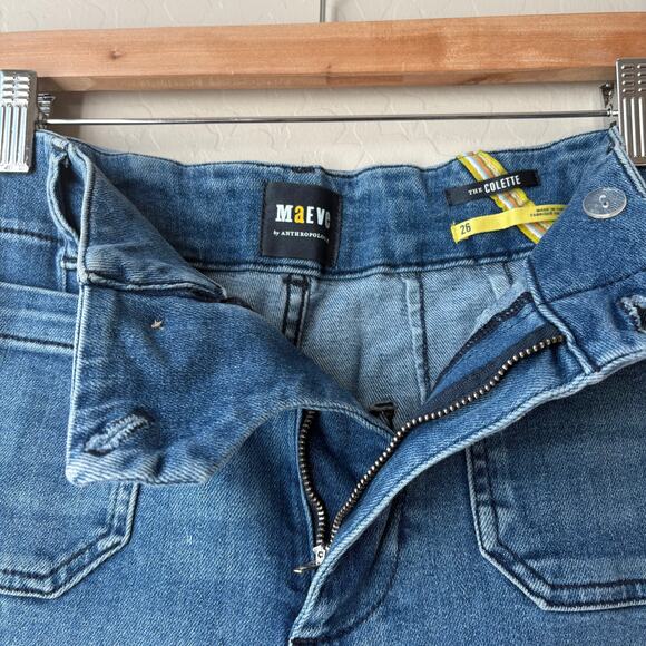 Maeve Anthropologie The Colette Crop Wide-Leg High Rise Patch Pocket Jeans 26 - Picture 6 of 10